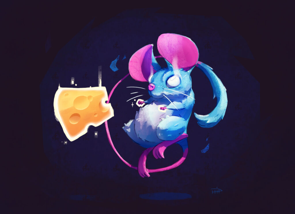hovermouse with cheese illustration