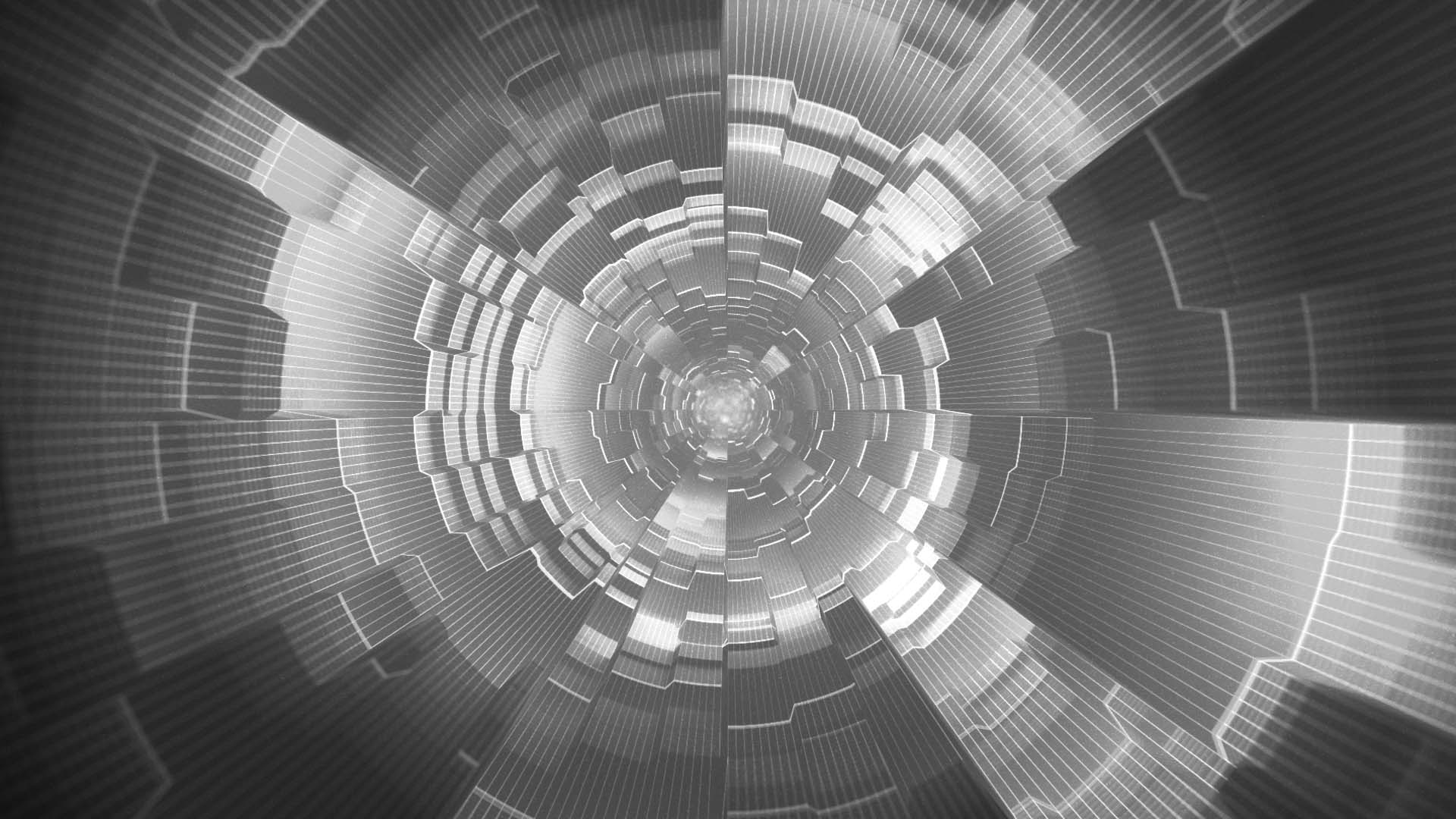 audio reactive tunnel in black and white
