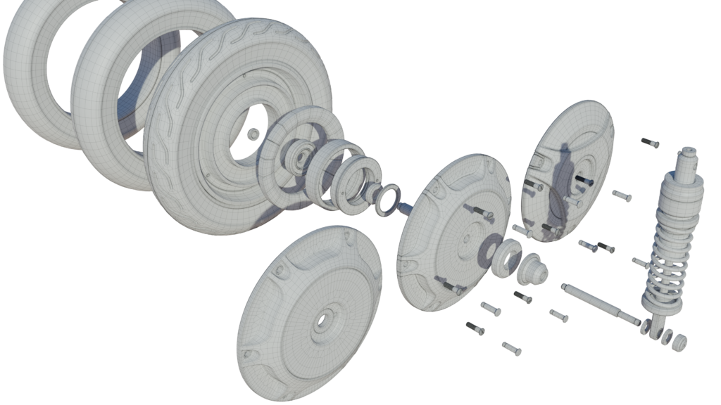Exploded view of the wheel model