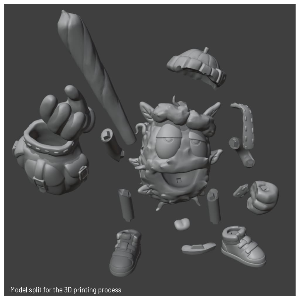 Peewees Friends Adam Green Figurine Joint Holder 3D render printing split